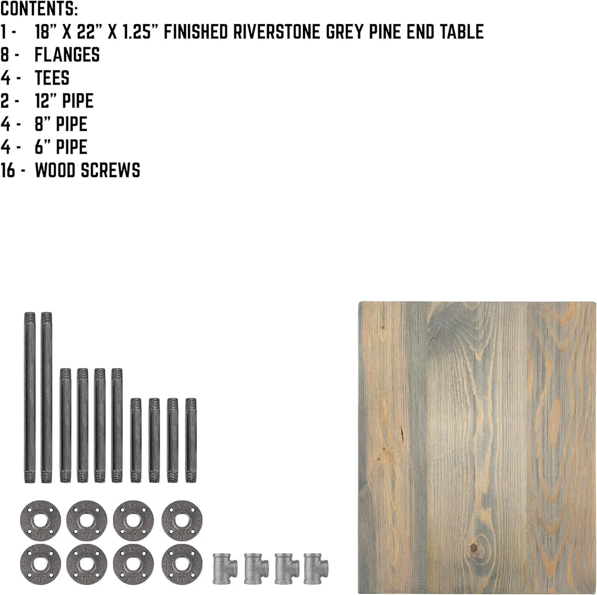 Wood End Table 22 In. X 18 In. X 20.88 In. Reclaimed Ponderosa Pine Riverstone Grey T357