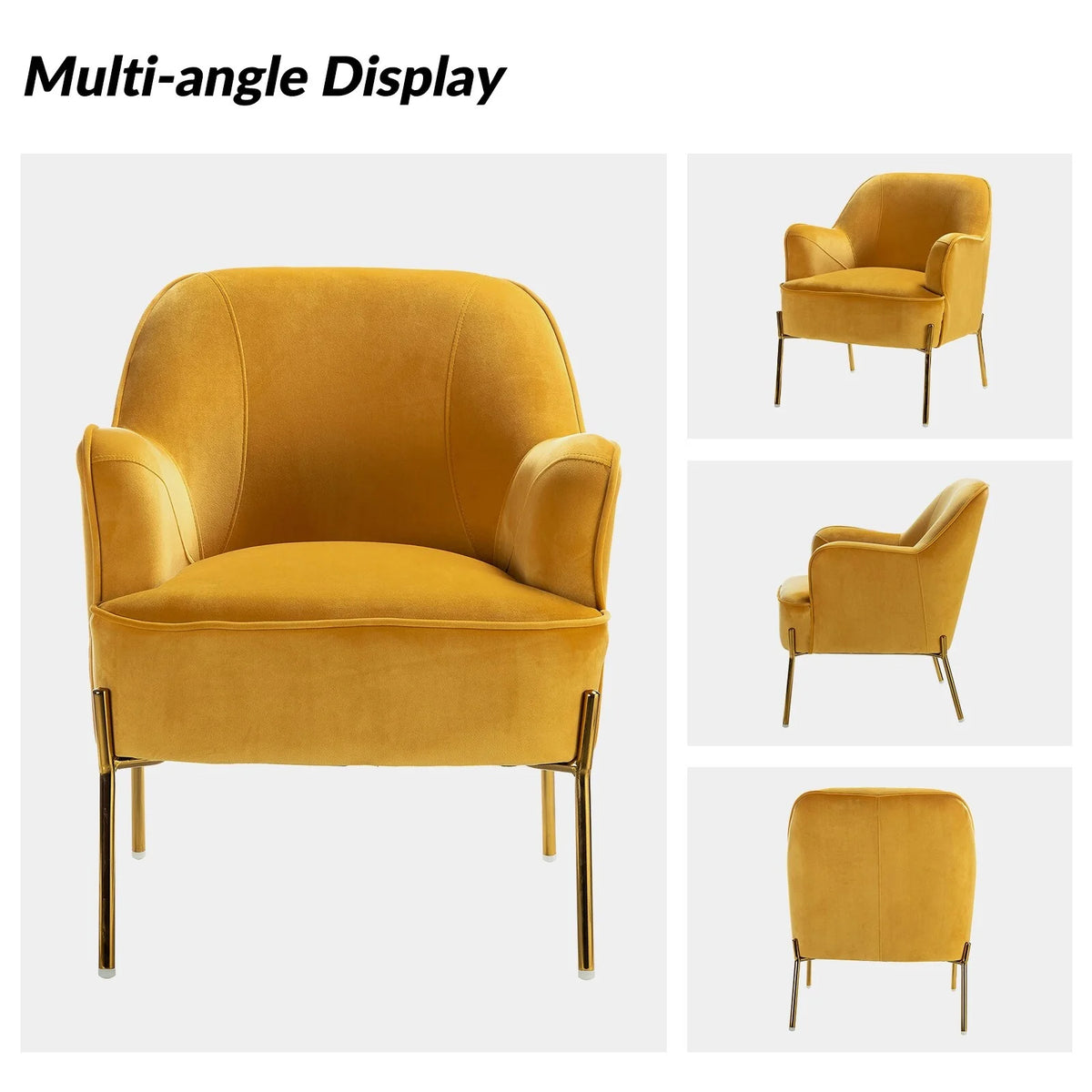 Velvet Accent Chair with Golden Legs Set of 2 C22168