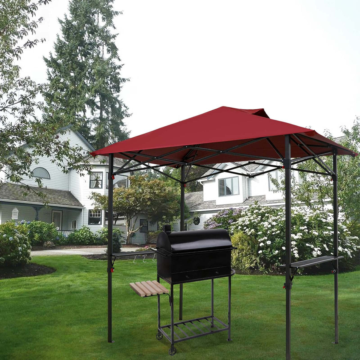 8x5 Pop up Grill Gazebo Outdoor BBQ Canopy, Red S393