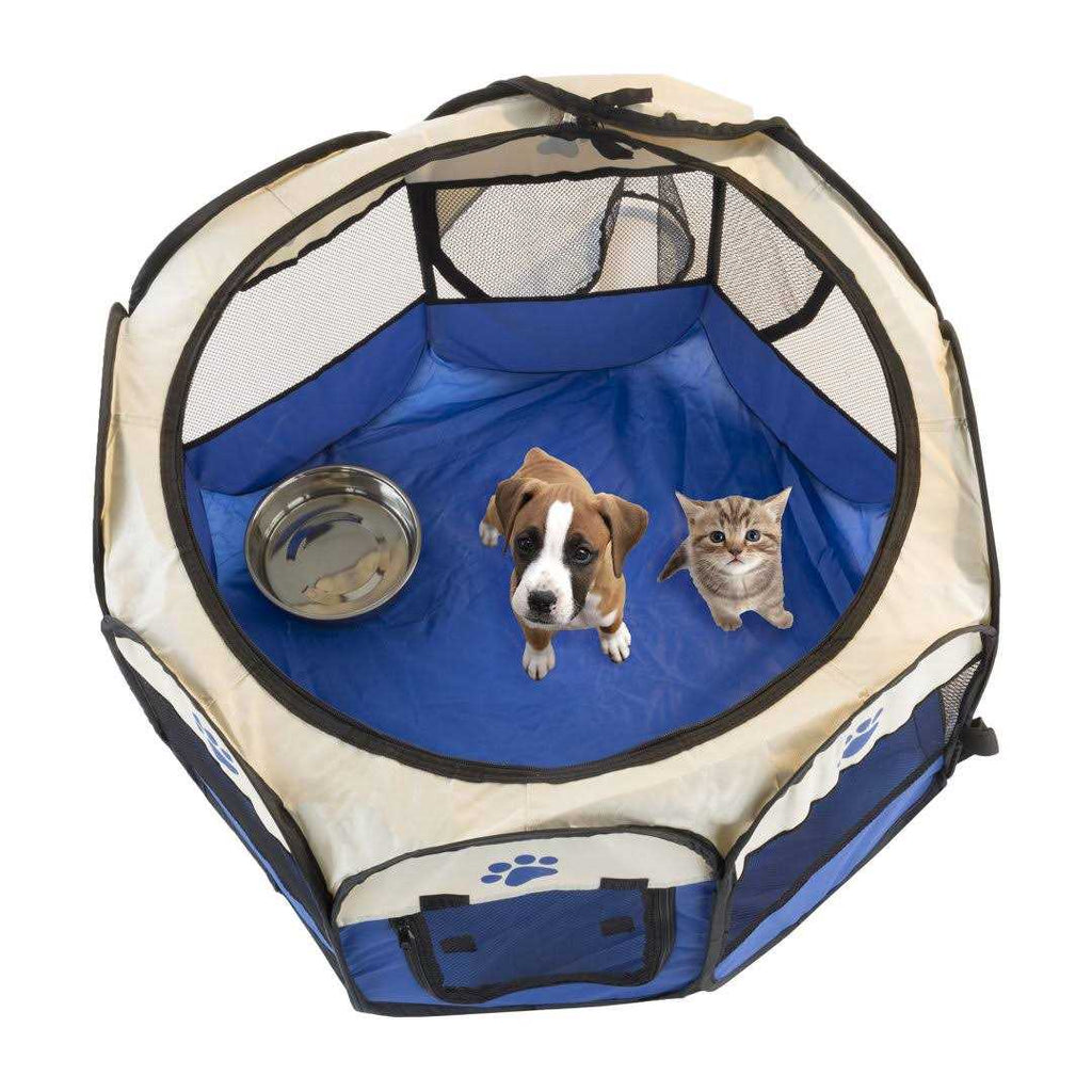 Pop-Up Pet Playpen with Carrying Case Blue Q4961