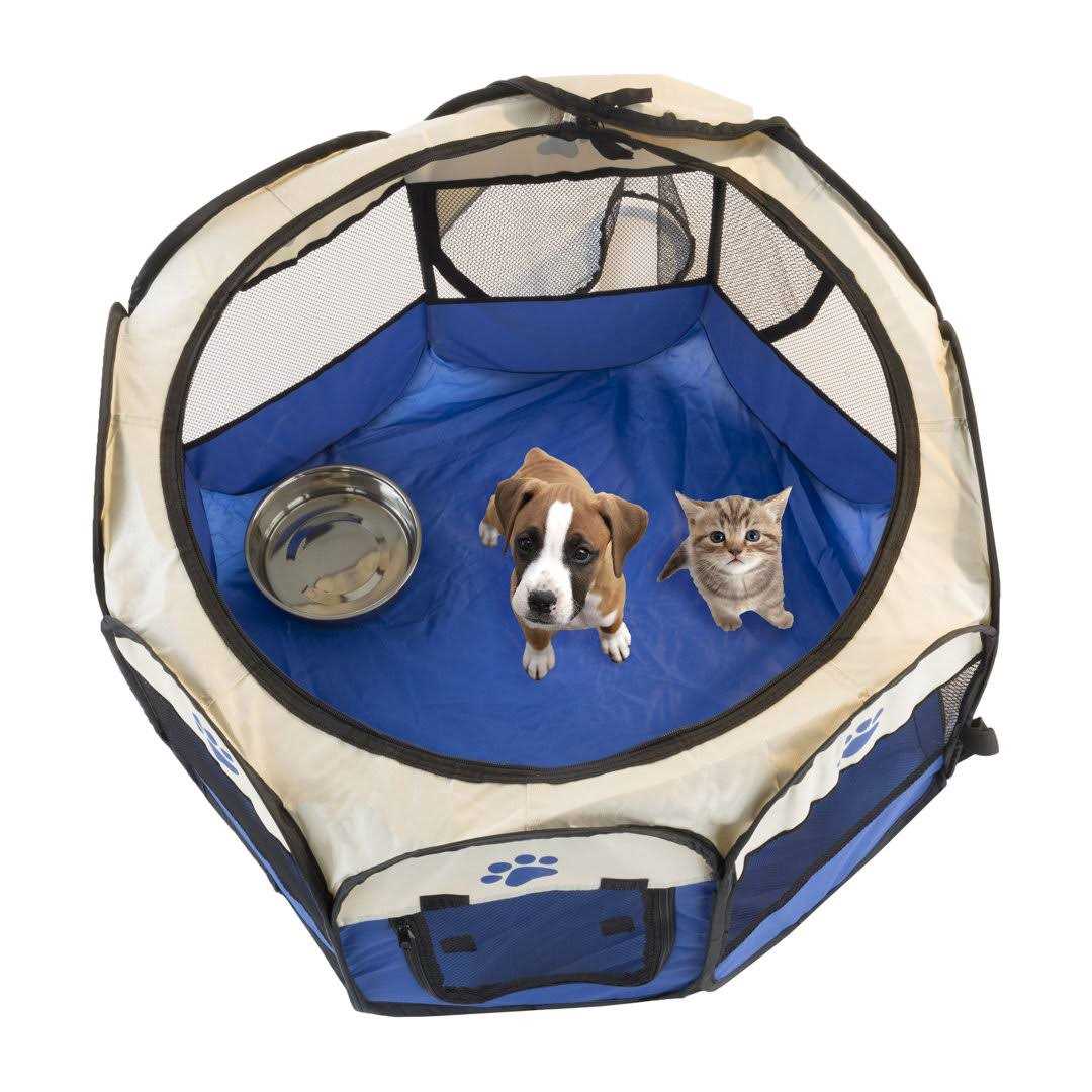 Pop-Up Pet Playpen with Carrying Case Blue Q4961
