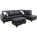 Right-Facing Sectional & Ottoman in Black X24264