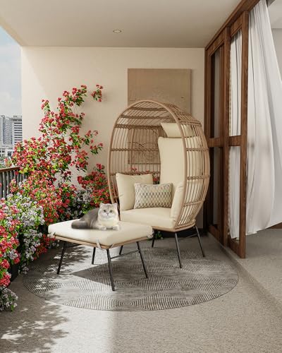 Oversize Wicker Egg Chair with Ottoman T270