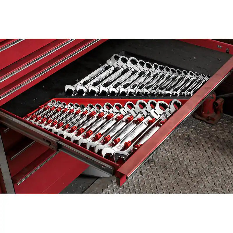19-Piece Flex-Head Ratcheting Combination Wrench Set Metric M917
