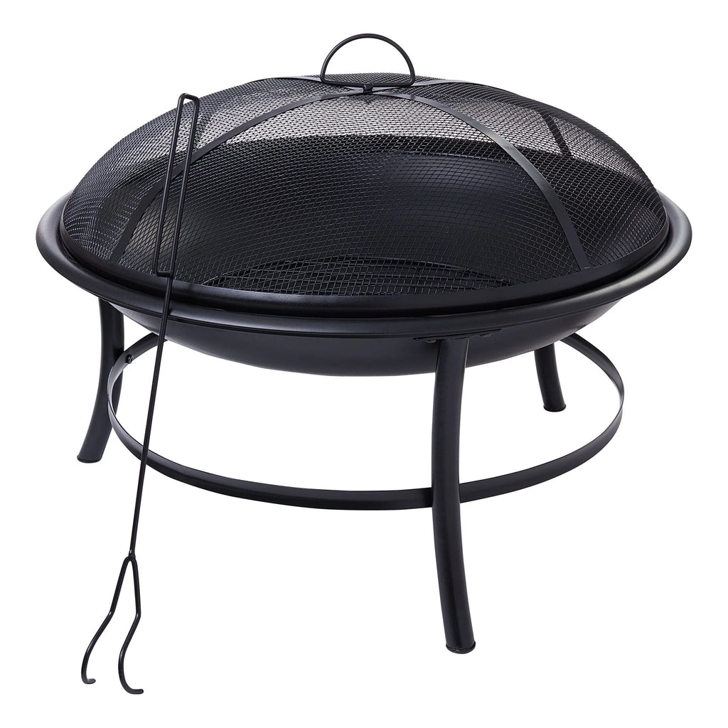 Black Round Iron Wood Burning Fire Pit A598