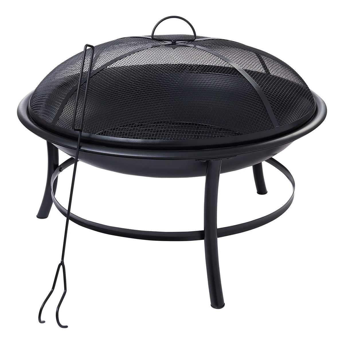 Black Round Iron Wood Burning Fire Pit A598