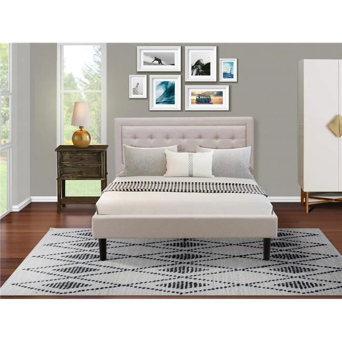 2-piece Wood Bedroom Set in Beige/Jacobean X89790