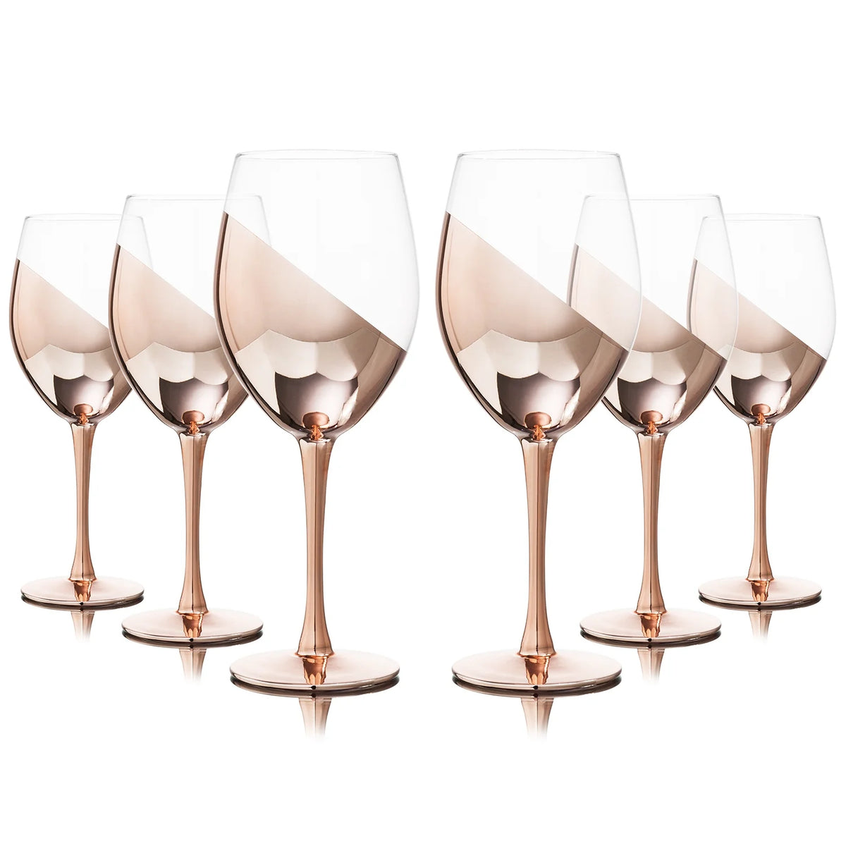 Set of 6 Stemmed Copper-Toned Glasses F24425
