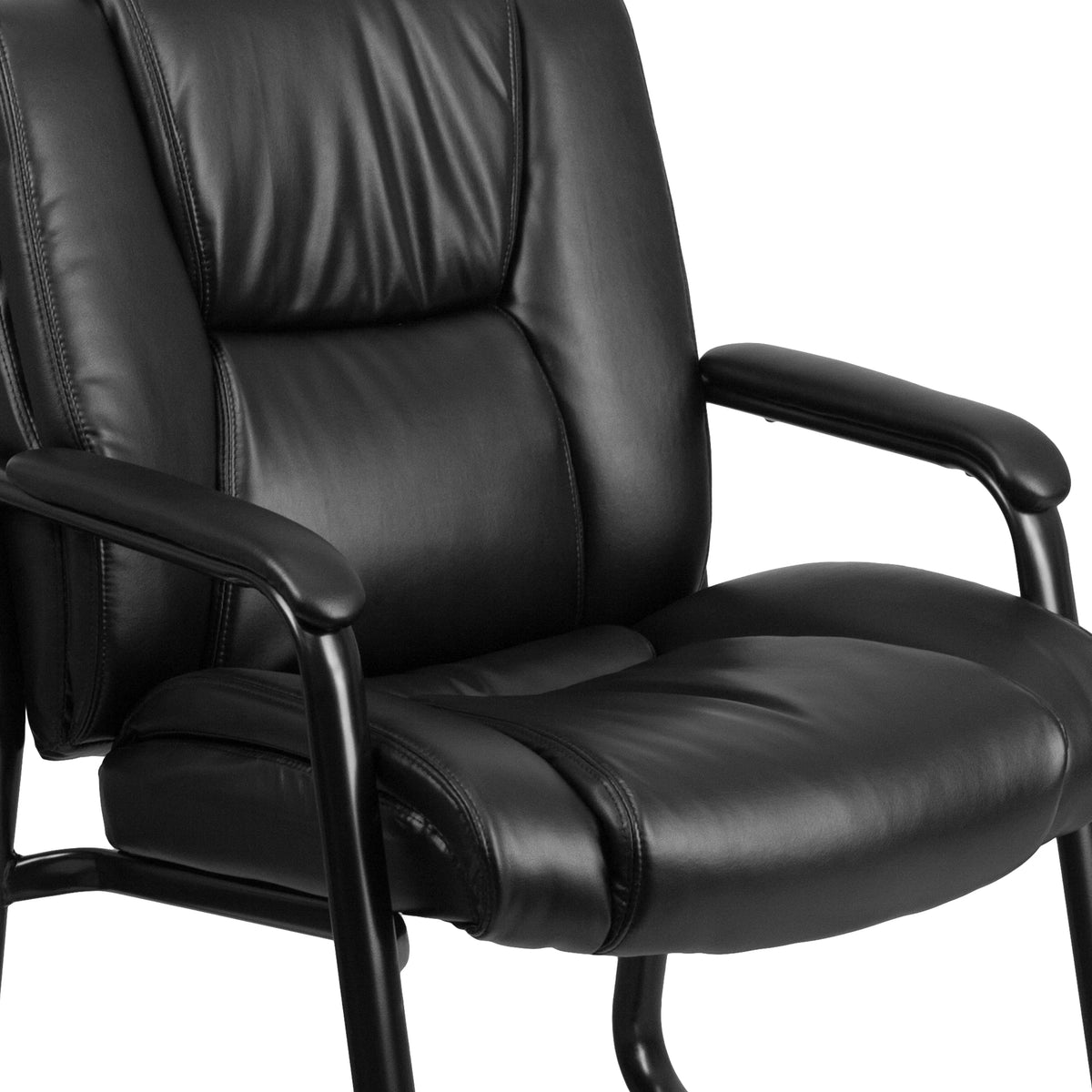Black LeatherSoft Tufted Side Chair with Sled Base W979