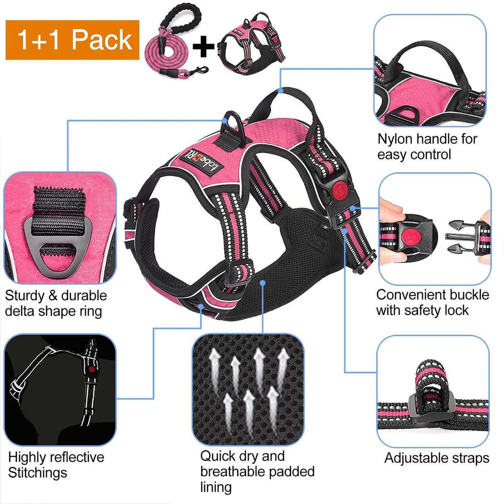 Adjustable Reflective Oxford Dog Harness with 5ft Dog Leash C421927