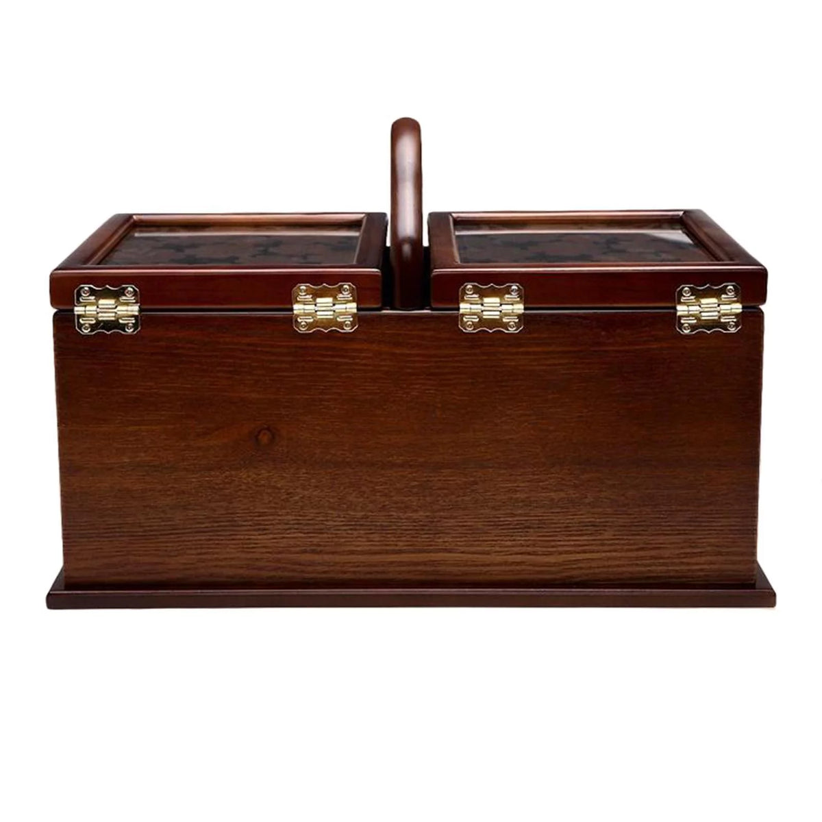 2 Tier Wooden Sewing Basket Jewelry Storage Box Organizer S72767