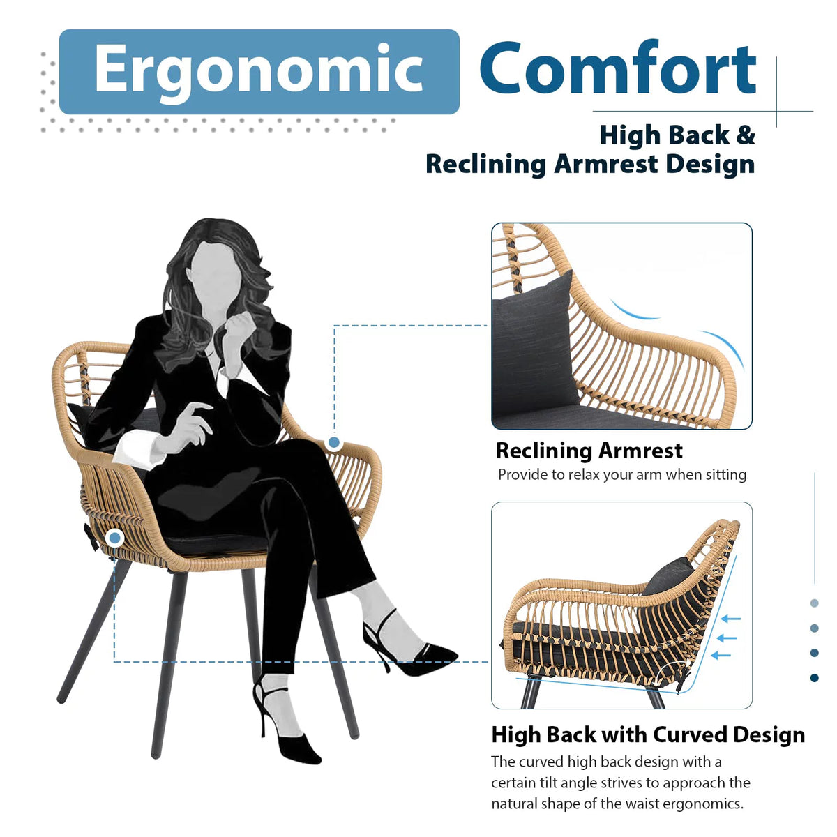 Wicker Outdoor Chairs Set of 2 with Cushions V147984