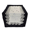 Table Runner with Gray Silver White Roses Lace 54 x 16 inches J999660