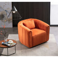 Beige Velvet Swivel Barrel Chair with Pillow N887146