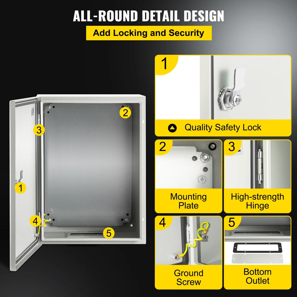 Steel Electrical Enclosure Box 16"x 12"x 6" IP65 K828351