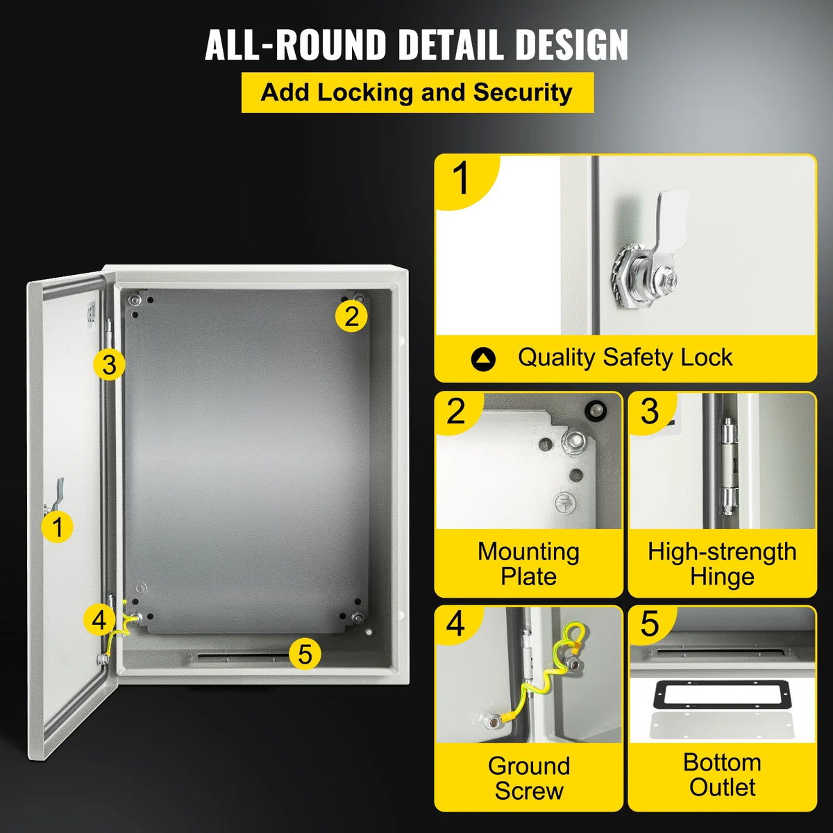 Steel Electrical Enclosure Box 16"x 12"x 6" IP65 K828351