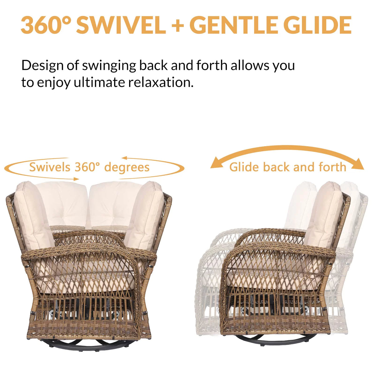 5 Pieces All Weather Wicker Patio Conversation Sofa Set with Glass Coffee Table W43867
