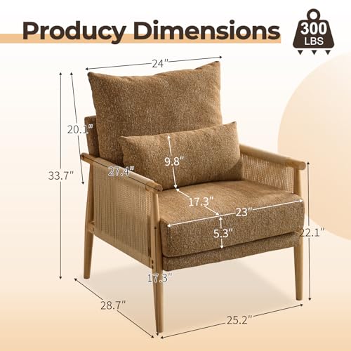 Green Chenille Accent Chair with Lumbar Pillow E598