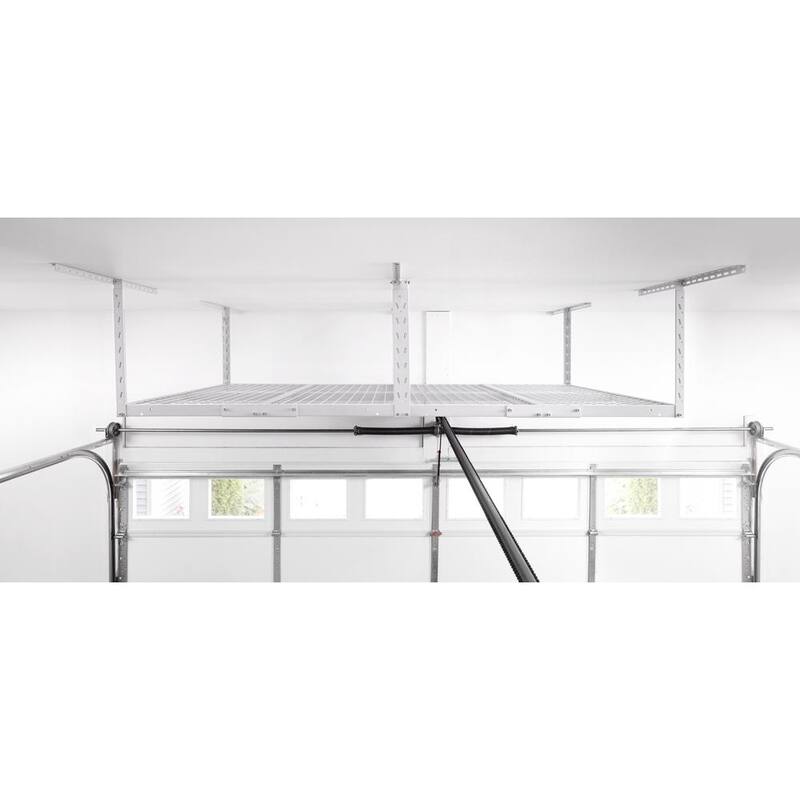 Hammered White Adjustable Height Metal Overhead Storage Rack G392