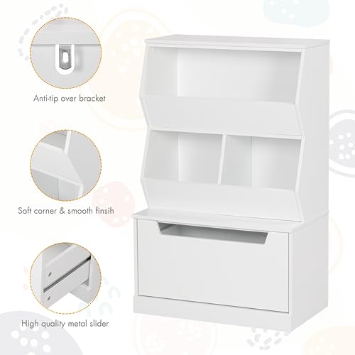 Kids Toy Storage Cabinet and Organizer with Drawers and Cubbies White B296