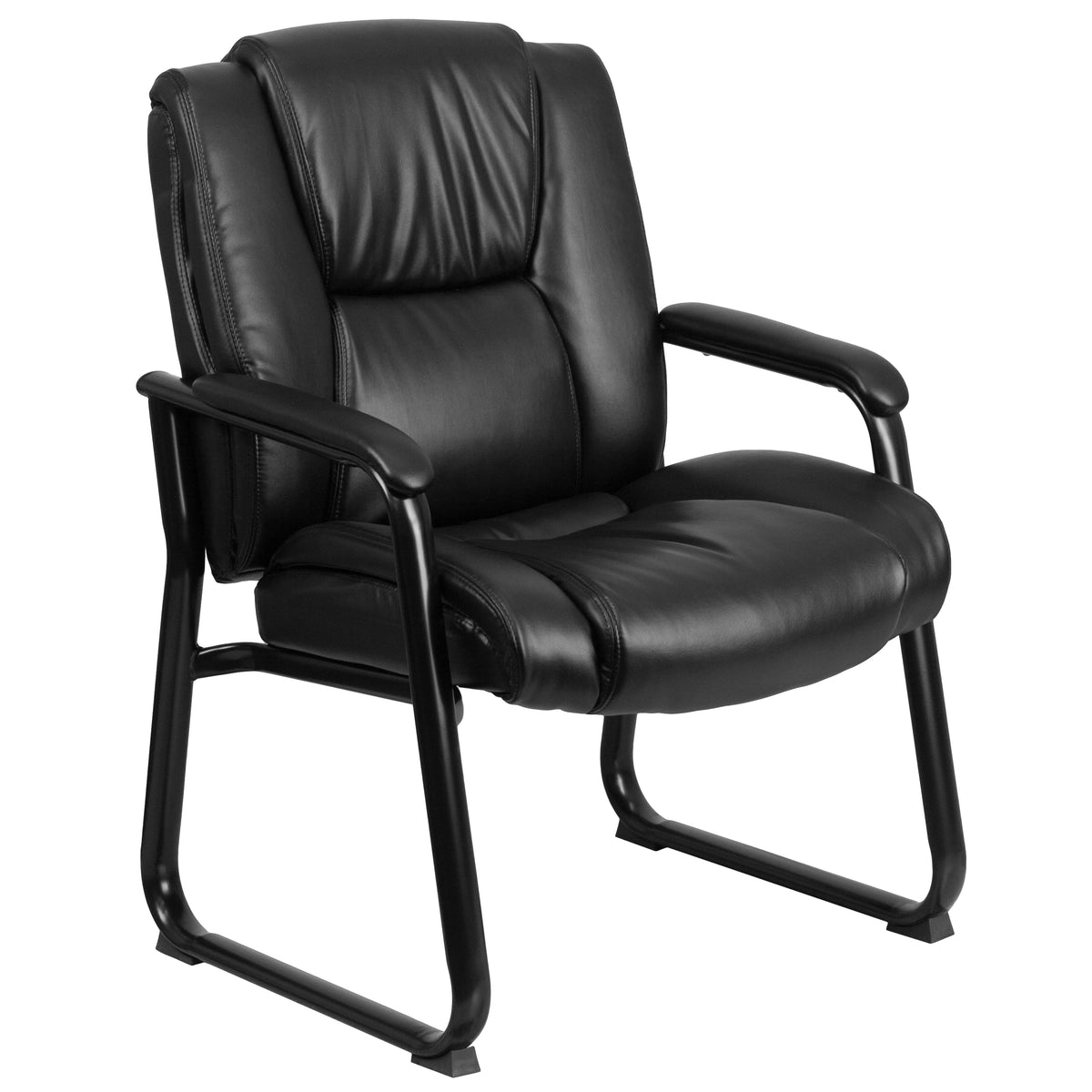 Black LeatherSoft Tufted Side Chair with Sled Base W979