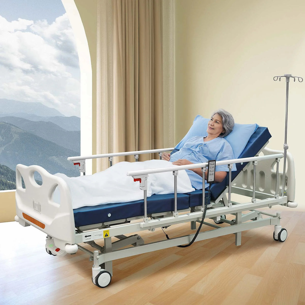 Full Electric Hospital Bed with 4 Function Mattress and Remote Control A142348